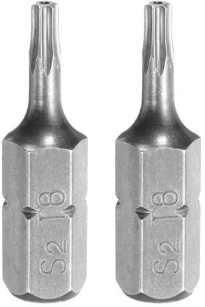 QUARKZMAN 2pcs T8 Torx Embout Tournevis 1/4 Tige Hexagonale 25mm/1 Longueur Acier S2 Tête Étoile 6 Pointes Embout Tournevis Hex Sécurité Avec Trou Pour Impact Outilss, Gris
