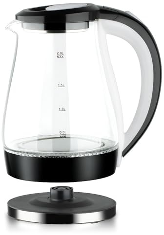 Bollitore In Vetro Borosilicato Visivo Da 2 Litri, Spegnimento Automatico, Alta Potenza, Visione Chiara, Riscaldamento Rapido, Materiale Sicuro