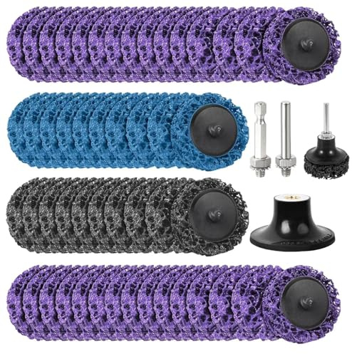 50 Stücke CSD Scheibe Schleifscheibe,Reinigungsscheibe Set 2 Zoll | Grobreinigungsscheibe Bohrmaschine mit zwei Zugstangen,für Winkelschleifer von Farbe, Rostschweißnähten, Oxidation Reinigen