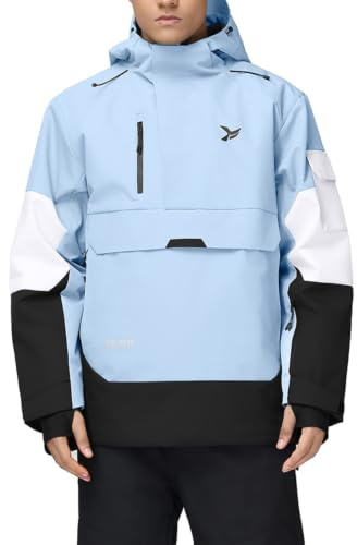 HOTIAN Herren Skijacke Warm Winterjacke Wasserdicht Atmungsaktiv Snowboardjacke Winddicht Funktionsjacke mit Abnehmbarer Kapuze
