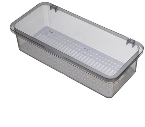 Kukyller Vassoio per posate con coperchio e scolapiatti, contenitore per posate da appoggio Contenitore trasparente per posate con coperchio Scatola portaposate per casa e viaggio (grey)