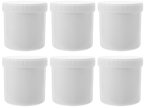 SHOWERORO 6 recipientes de plástico sellados para alimentos: frascos con tapa de rosca y tapa - Frasco organizador hermético de 300 ml, reutilizable para frutas, conservas, almacenamiento en la