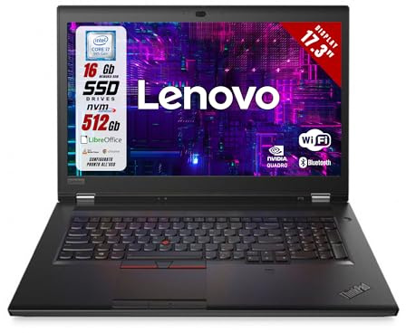Lenovo ThinkPad Workstation - Intel i7-9850H 6 Core 2.60Ghz - Display 17.3 FHD - SSD 512GB 16GB Ram - Quadro P620 2Gb - Win 11 Pronto all'uso (Ricondizionato)