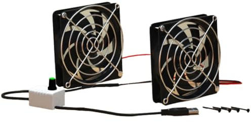 Tidevib Ventilador de escape de velocidad ajustable USB de 5 V para ventilación y desodorización de pollos, opciones de tamaño de 8 cm y 12 cm, color negro