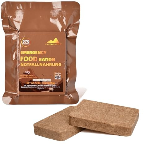 Emergency Food, 20-Year Shelf Life, 570 kcal, 120g, Chocolate Flavor | Compact Ready-to-Eat Survival Food Pack for Emergency Kits, Camping, Road Trips, Car Emergencies and Long-Term Storage