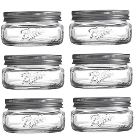 Gcroet 6Pcs Mason Jar 8oz/237ml Airtight Clear Glass Jars Multi-purpose Storage Container for Snacks, Tea, Honey Preserves, Jam Preserves..