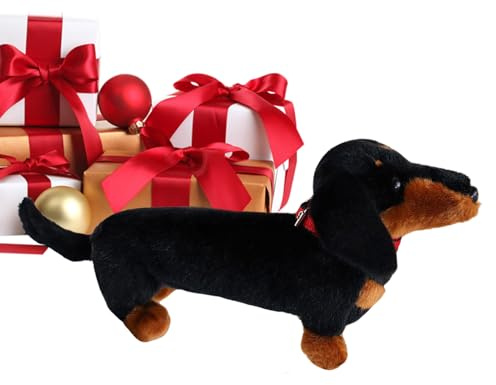 Amesor Peluche Teckel - Jouet en Peluche Chien Doux avec Coussin à Câliner,Oreiller Doudou Animal pour | pour Chambre d'enfant Maison Bureau Canapé Lit Salle de Jeu Voiture Anniversaire Fêtes