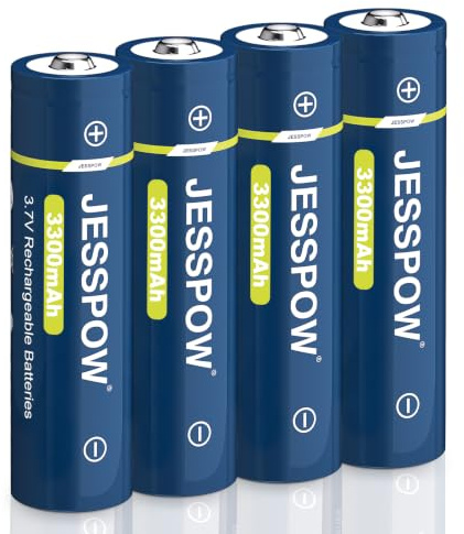 3.7 Volt Rechargeable Battery，3300mAh High Power Long Lasting 18650 Rechargeable Battery for Flashlight, Doorbell, Headlamp （4 Pack,18 x 65mm）