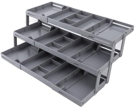 Zunate Smycken Organizer Bricka Flerlagers Hopfällbar Smink Skrivbord Organizer för Kök Kontorshårtillbehör, Plast Låda för Badrum (Artikeltyp & Material & Tillämplig Scen) (3 lager)