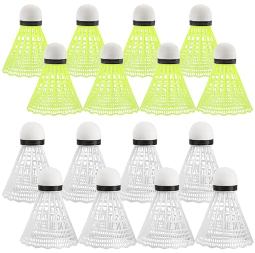 chenyu 16 Pezzi Giallo/Bianco Palline da Badminton Giallo Volani da Badminton in Nylon Stabilità e Durata con Elevata visibilità Volano di Alta qualità per Parco Scuola e Famiglia Allenamento