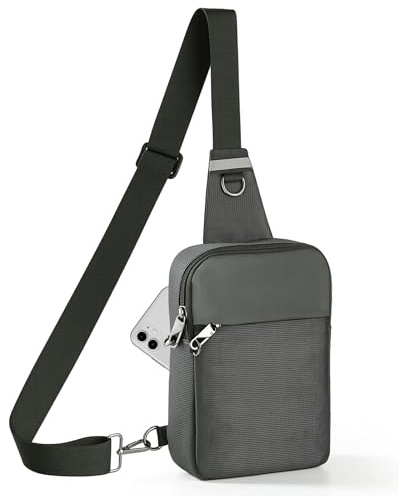 BROADREAM Anti Diebstahl Sling Bag Herren, Wasserdichte RFID Umhängetasche mit Sicherheitsreißverschluss, Kleine Crossbody Brusttasche für Männer & Damen, Handytasche für Reise Outdoor Arbeit