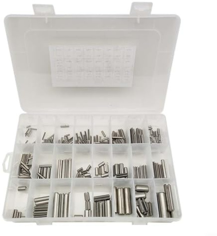 HOHOVYVY Assortiment de broches de serrage, goupille à ressort, goupille pliante, 280 pièces. Assortiment de goupilles en acier inoxydable 304 M1.5-M8 avec boîte de tri pour atelier