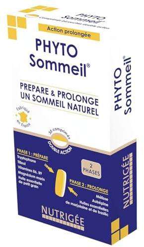 NUTRIGÉE - Phyto Sommeil - Prépare & Prolonge Un Sommeil Naturel - Prépare La Nuit, Facilite L'Endormissement, Réduit La Fatigue - 60 Comprimés - Programme de 30 à 60 Jours - Fabriqué en France