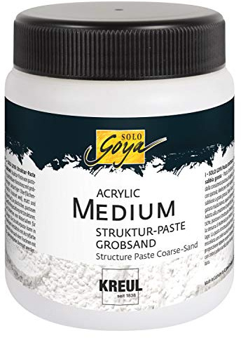 KREUL 85610 - Solo Goya Acrylic Medium, weiß, 1000 ml Dose, Strukturpaste Grobsand, pastose Spachtelmasse, mit grobkörniger sandartiger Oberflächenstruktur, einfärb- und übermalbar