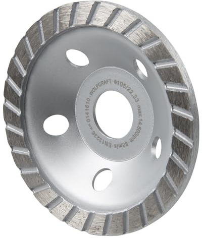 wolfcraft Diamant-Schleiftopf Ø 105 mm - 8387000 - Zum Schleifen und Fräsen von Stein und Beton - zum Entfernen von Überständen und Mörtelresten sowie zum Begradigen von Flächen und Kanten