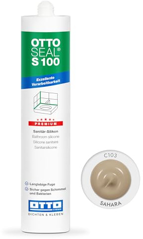 OTTOSEAL S 100 Premium-Sanitär-Silikon 300ml C103 sahara – Sicher gegen Schimmel & Ideal für Bad, Küche & Wohnbereich – Hervorragend Glätt- & Modellierbar