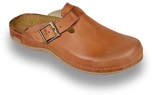 LEON 707 Komfortschuhe Lederschuhe Pantolette Clog Herren, Braun, EU 45