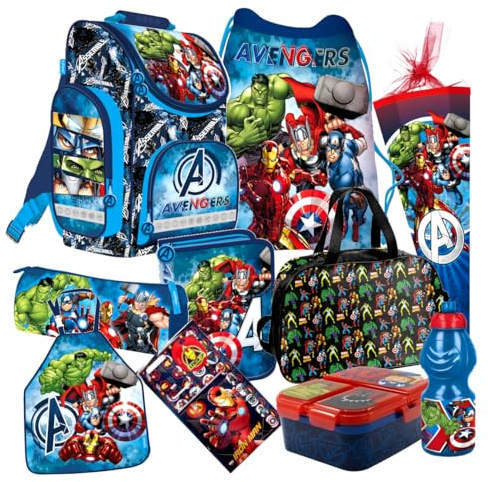 Avengers 10 Teile Set Schulranzen Ranzen Federmappe Tornister Schultüte 85 cm mit Sticker-von-Kids4shop