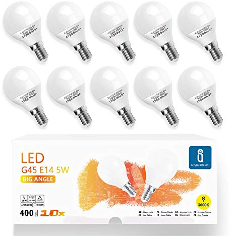 Aigostar E14 LED Birne 5W, Warmweiss 3000K, 420 Lumen, Lampe G45 Leuchtmittel E14, 180 Grad Abstrahlwinkel, Nicht Dimmbar - 10er Set