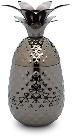 ECHTWERK Ananas Cocktail Becher/Pineapple Mug aus hochwertigem Edelstahl inkl. dekorativer Geschenkbox, 500ml, 9,3 x 20cm, Black Edition