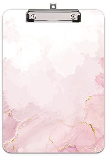 Hnogri porte bloc a4 avec pince, Plastique dur, Clipboard A4 dessin de mode, Planchettes à pince et porte-formulaires, 32CM x22CM, Rose de rêve