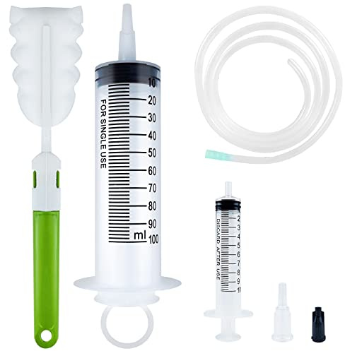 Bohoray Große Spritze 100ml + 10ml, Wiederverwendbare Flüssige Spritze mit Katheter, Plastikspritze Dosierspritze Mit Reinigungsbürste für Wissenschaftliche Labore, Gartenbewässerung, Industrie