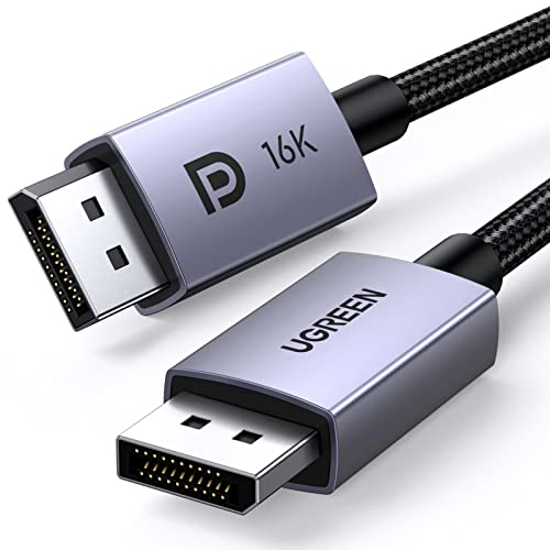 UGREEN DisplayPort 2.1 Kabel VESA-zertifiziert, Unterstützt 16K@30 Hz, 8K@240Hz, 4K@240Hz 40 Gbps HDR HDCP 2.2 DSC 1.2a FreeSync, G-Sync, DP 2.0 Kabel Kompatibel mit PC TV Gaming Monitor (1M)