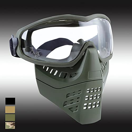 TS TAC-SKY Airsoft Maske, Gesichtsmaske Mit Schutzbrille, Antibeschlagbrille Set, Schutzbrille Brille Mit Abnehmbarer Gesichtsmaske, Für CS/Jagd/Paintball/Schießen (Color : OD-L)