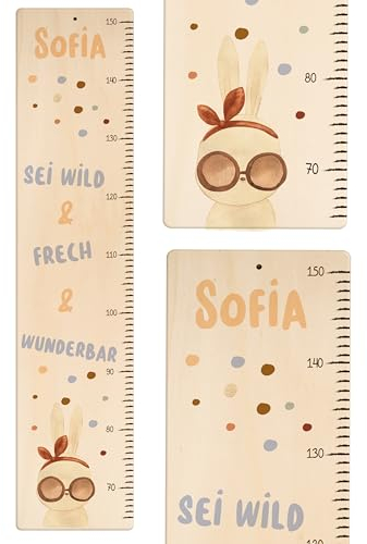 KIDSMOOD - Messlatte für Kinderzimmer Personalisiert, 70-140 cm - Messlatte Kinder Holz personalisiert Mit Namen für Baby- & Kleinkinderzimmer - Individuelles Geschenk für Kinder und Babys zum Geburt