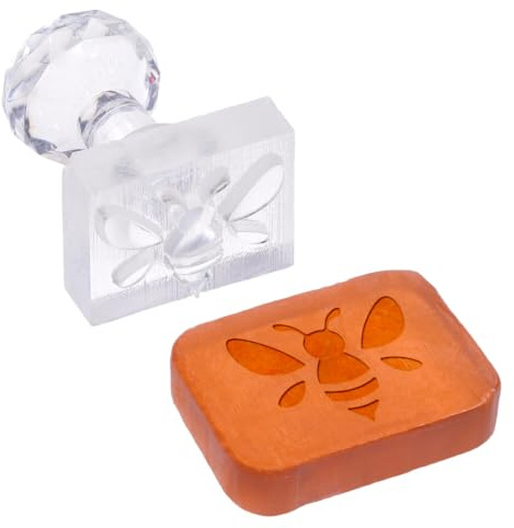 PH PandaHall - Sello de jabón hecho a mano con forma de abejas, sello de impresión, cuadrado, jabón natural, capítulo de insectos, sello de jabón con mango para sobres de jabón, tarjetas de
