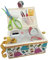 Boîte à couture moyenne avec accessoires de couture, boîte à couture doublée en tissu avec compartiments, boîte de couture complète, cadeau pour mère, amie, sœur (robe, moyenne)