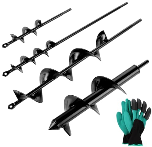 FWEEK 4 Punte da Giardino per Trapano, Trivella per Avvitatore, Trivella per Terreno, per Piantare E Forare (4 X 22 cm + 4 X 42 cm + 8 X 30 cm + 6,6 X 42 cm)