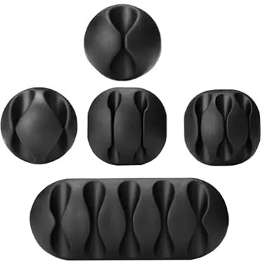Boulton Cable Holder Clips – Pack of 5 | Cable Tidy Clips for Cables Management | Cord Organiser Clip Silicone Adhesive Wire Holder for Organizing Cables | Sticky Cord Organizer for Organising Wires