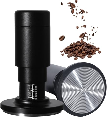 Domigard Coffee Tamper, 2 in 1 Espresso Tamper 53.3mm with WDT Tool, 30lb Coffee Calibrated Spring-Loaded Tamper with Stainless Steel Base, Autoleveling Standard
