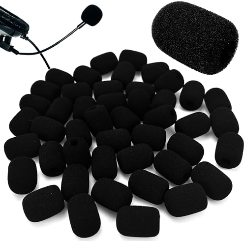 48 Pack Mini Foam Microphone Covers, Microphone Windscreen, Microphone Foam Covers, Mic Windscreen Covers for Variety of Headset Microphone Mini Size Lapel Headset Mic Foam Covers