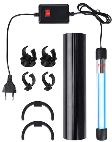 SWAWIS 11W Lámpara UV Acuario Esterilizadora, 220V Sumergible UV Luz para Acuario con Ventosas y Escudo de Luz, Algas Bacterias Matar Lámpara para Subacuática Eliminación de Algas Desodorización