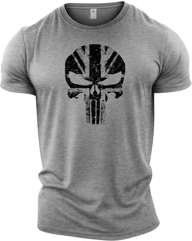 GYMTIER Skull UK Flag Men's Gym T-Shirt Bodybuilding Training Workout Lifting Top Clothing