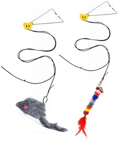 ARFUKA 2 Stück Katzenspielzeug Interaktives Katzenspielzeug Selbstbeschäftigung Hängende Türrahmen Intelligenz Federspielzeug Indoor