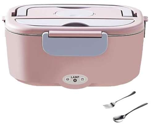 Scaldavivande Elettrico, Lunch Box Elettrico da 1,5 Litri con Posate in Acciaio Inossidabile, Lunch Box Potabile Autoriscaldante con Posate e Borsa Isolante, Utilizzato per Auto e Camion per Adulti