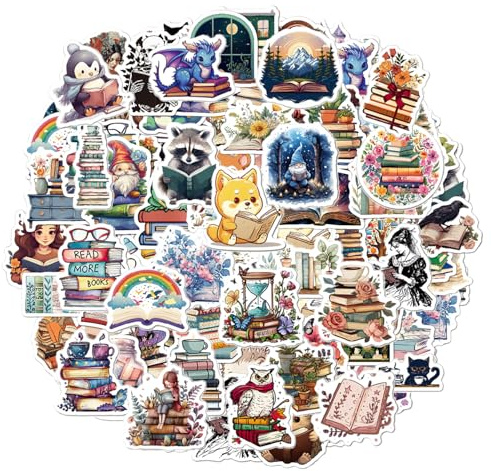 100 Pcs Book Stickers, Motivational Reading Stickers Waterproof Aesthetic Stickers Vinyl Reading Stickers for Book Scrapbook Water Bottles Laptops Luggage