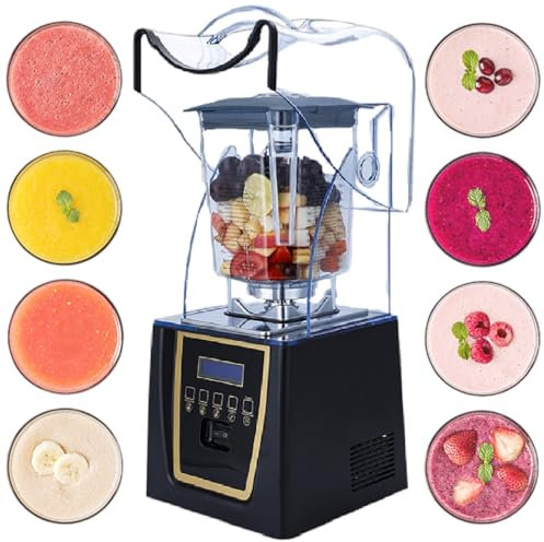 Mixeur Professionnel Silencieux, Mixeur Commercial Pour Shakes Et Smoothies Avec BoîTier Acoustique Quiet Shield, Mixeurs à RéDuction De Bruit Pour Cuisine Avec Pot De 68 Oz,220V