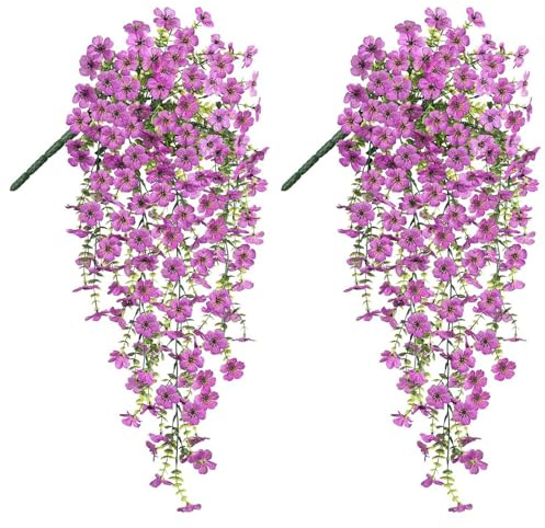 YTPAFK 2 flores artificiales para exteriores, plantas colgantes, plantas artificiales de interior para decoración de interiores y exteriores, plantas artificiales realistas para sala de estar, jardín