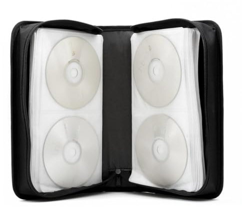 GOODS+GADGETS CD-Wallet/Mappe & DVD-Tasche aus robustem Nylon und Zwischenseiten aus Stoff, Disc-Organizer verschließbar mit Reisverschluss (120 CDs)
