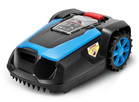 LEADZM Mähroboter Rasenroboter mit Begrenzungskabel, Rasenmäher Roboter, Bis zu 1200m², Bluetooth & WLAN, Selbstladend, Schnitthöhe 25-65 mm, 47% Steigung, 22 cm Schnittbreite, IPX5 Wasserdicht