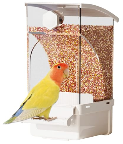 Mangiatoia Per Parrocchetti, Alimentatore Automatico Uccelli, Gabbia Voliera con Distributore Snack per Pappagalli Conure Cocorite Canarini