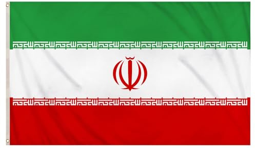 AKH® Iran Flag 5ft x 3ft Polyester | Double Stitched Seam with Metal Eyelets | Durable Iranian National Flag for Indoor & Outdoor Use, Wall Hanging, Garden, and Event Decoration