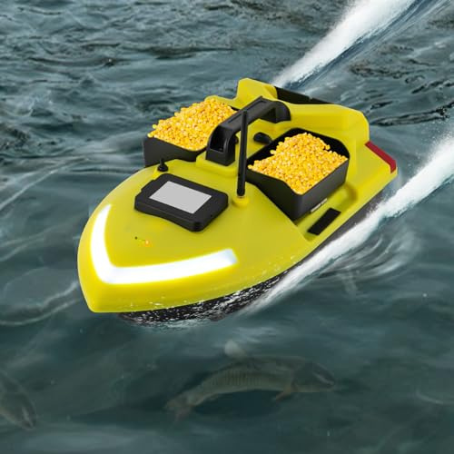 49 x 26,4 x 28,1 cm foderbåt bete bete bete RC karpfiske fisksökare trådlös nattfiske fiske fiske bete med fjärrkontroll Gps fiske fiskedrag fiskebåt 500 m (gul)