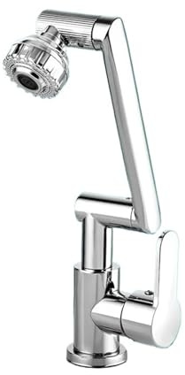 TIEOAXFT Robinet de lavabo de Salle de Bain avec capteur, évier de Cuisine Universel, Chaud-Froid, ménage, Double Mode, Bidet Rotatif, Bras robotisé, Cuisine(Silver)