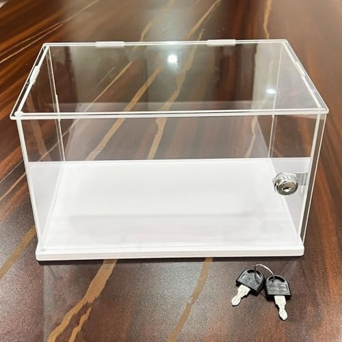 WhamtL Vitrina Expositora Estuche de Acrílico Transparente con Cerradura y Llave, Caja de Almacenamiento Cúbica de Plástico Transparente a Prueba de Polvo(20x20x30cm(8x8x12in))