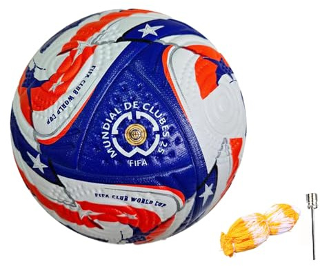 HanQZen 2025 Neuer Soft-Touch-Trainingsfußball, geeignet für alle Wetterbedingungen, ideal für Gärten, Training und Vereine (Ballgröße 5) (Blau Rot)